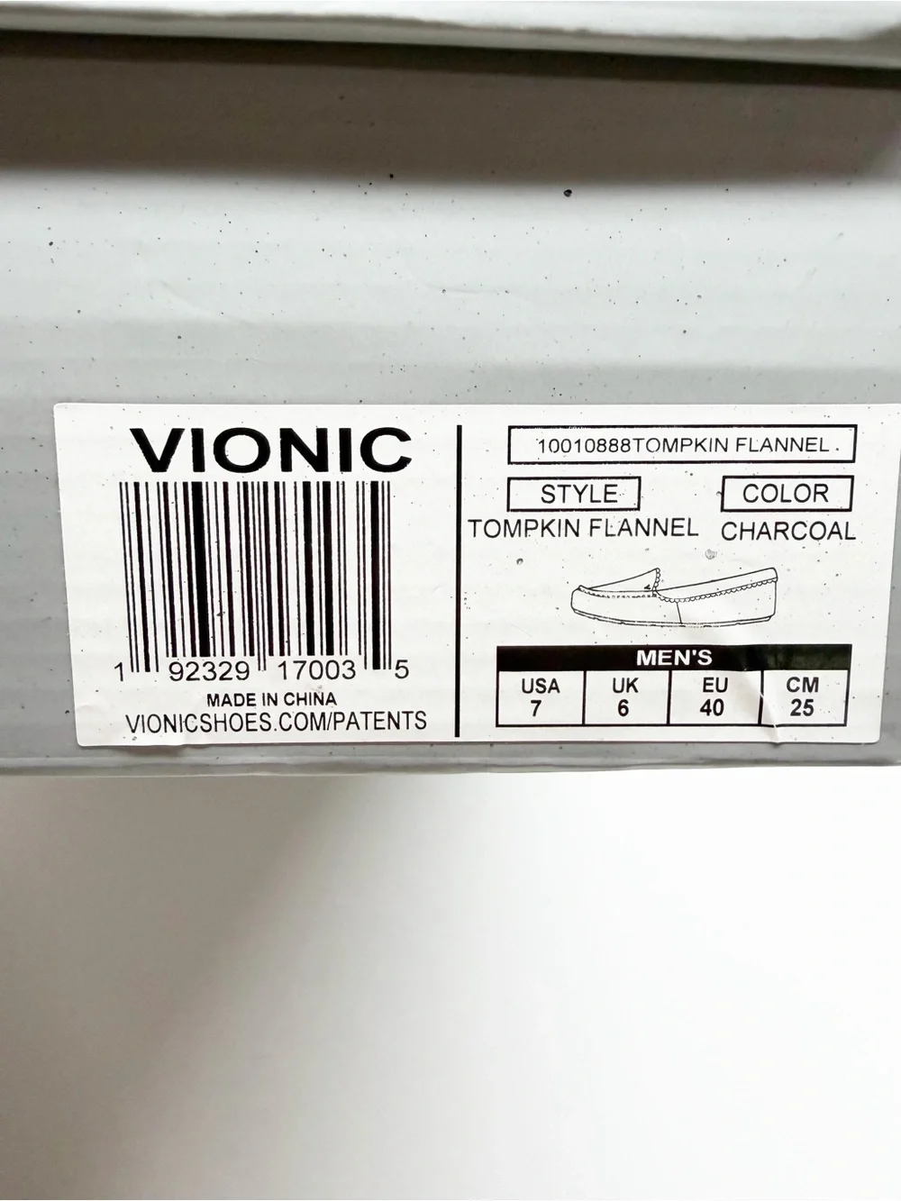 NEW Vionic Tompkin Flannel Slippers Charcoal Gray Size 7